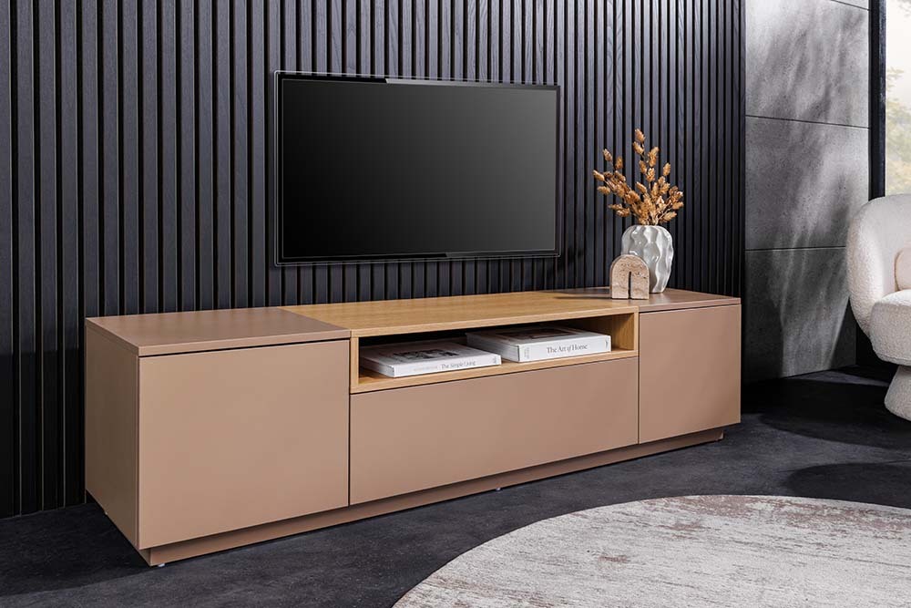 Modernes TV-Board LOFT 160cm natur grau beige greige drei Fächer Schublade