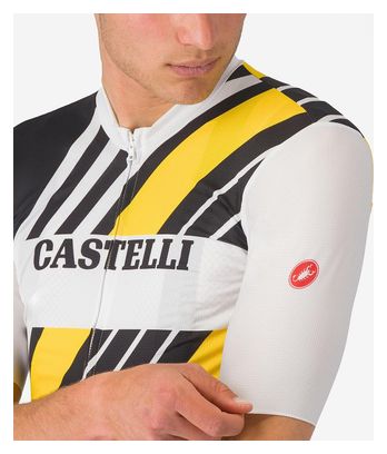 Maillot à Manches Courtes Castelli Héritage Homme Noir Blanc Jaune