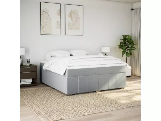 Sommier à lattes de lit avec matelas Gris clair 180x200cm Tissu