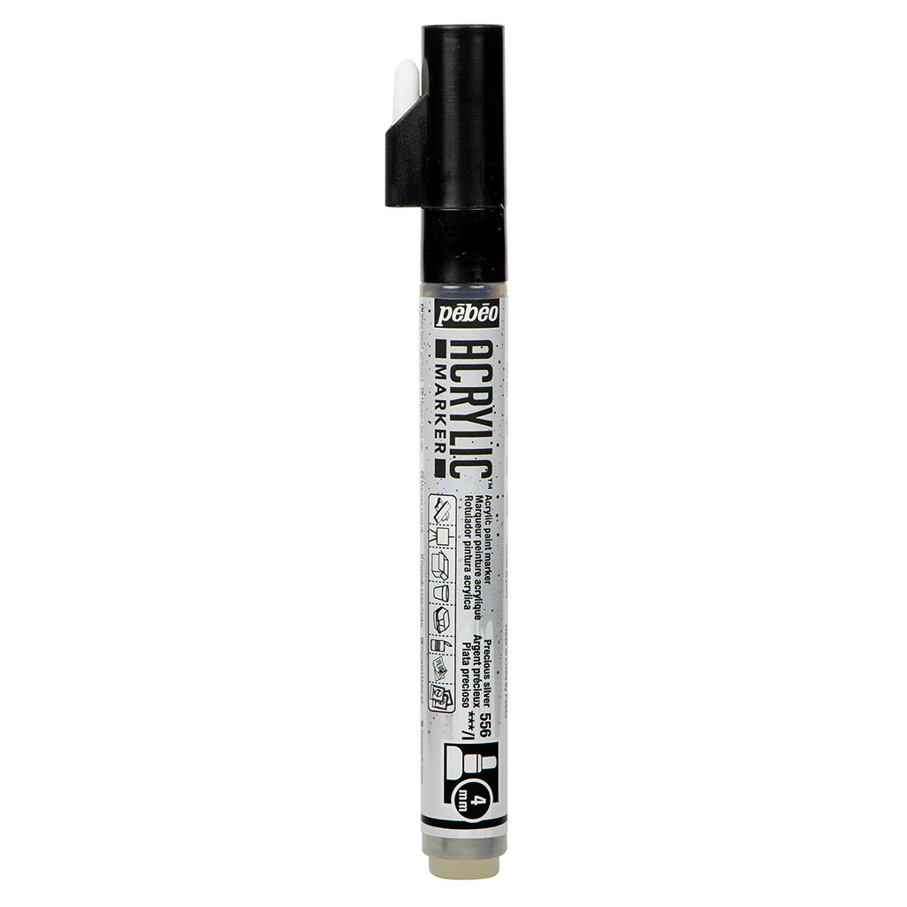 Marqueur peinture acrylique argent précieux 4mm