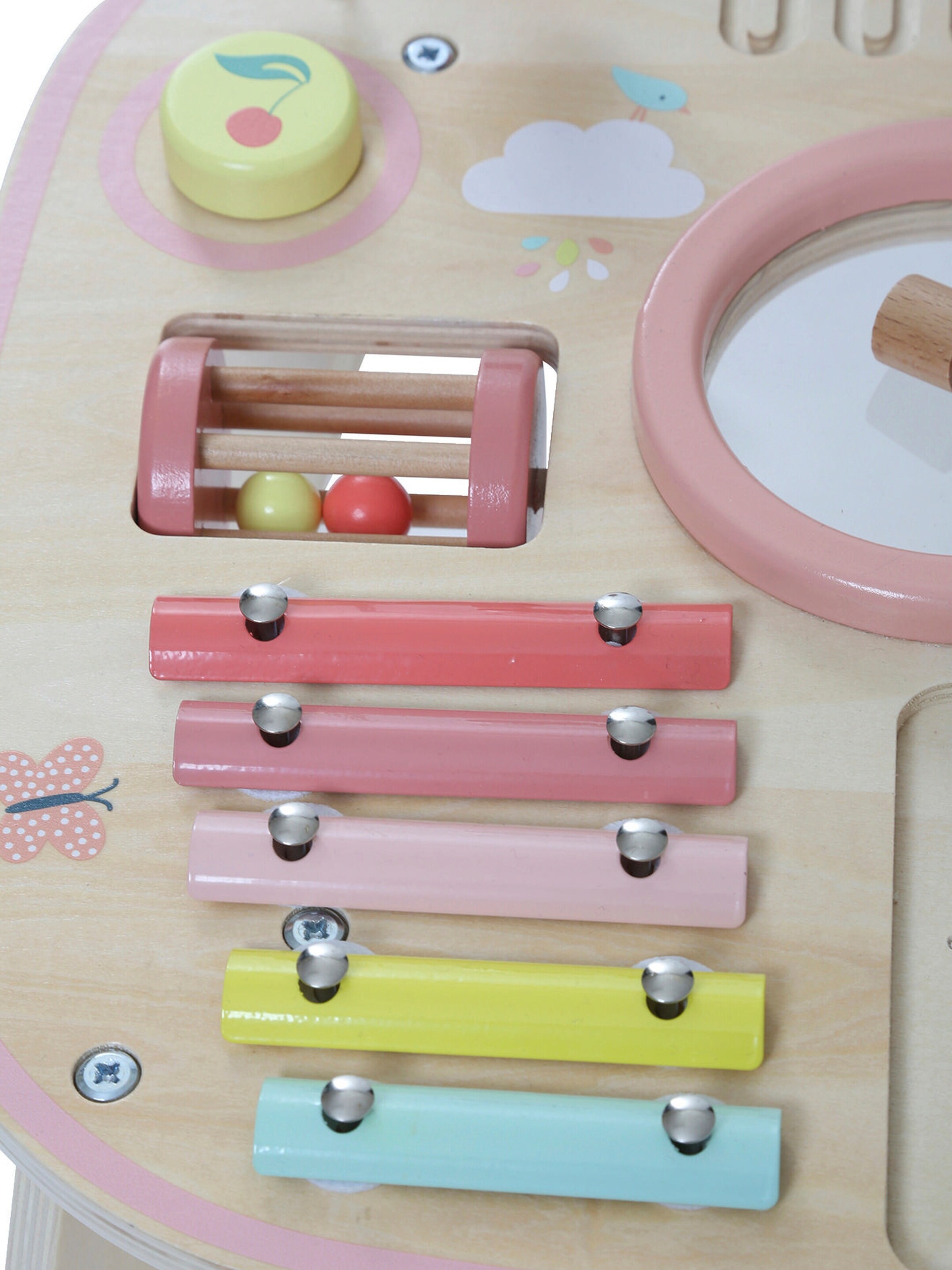 Vertbaudet Baby Spieltisch mit Musikinstrumenten, Holz FSC® rosa
