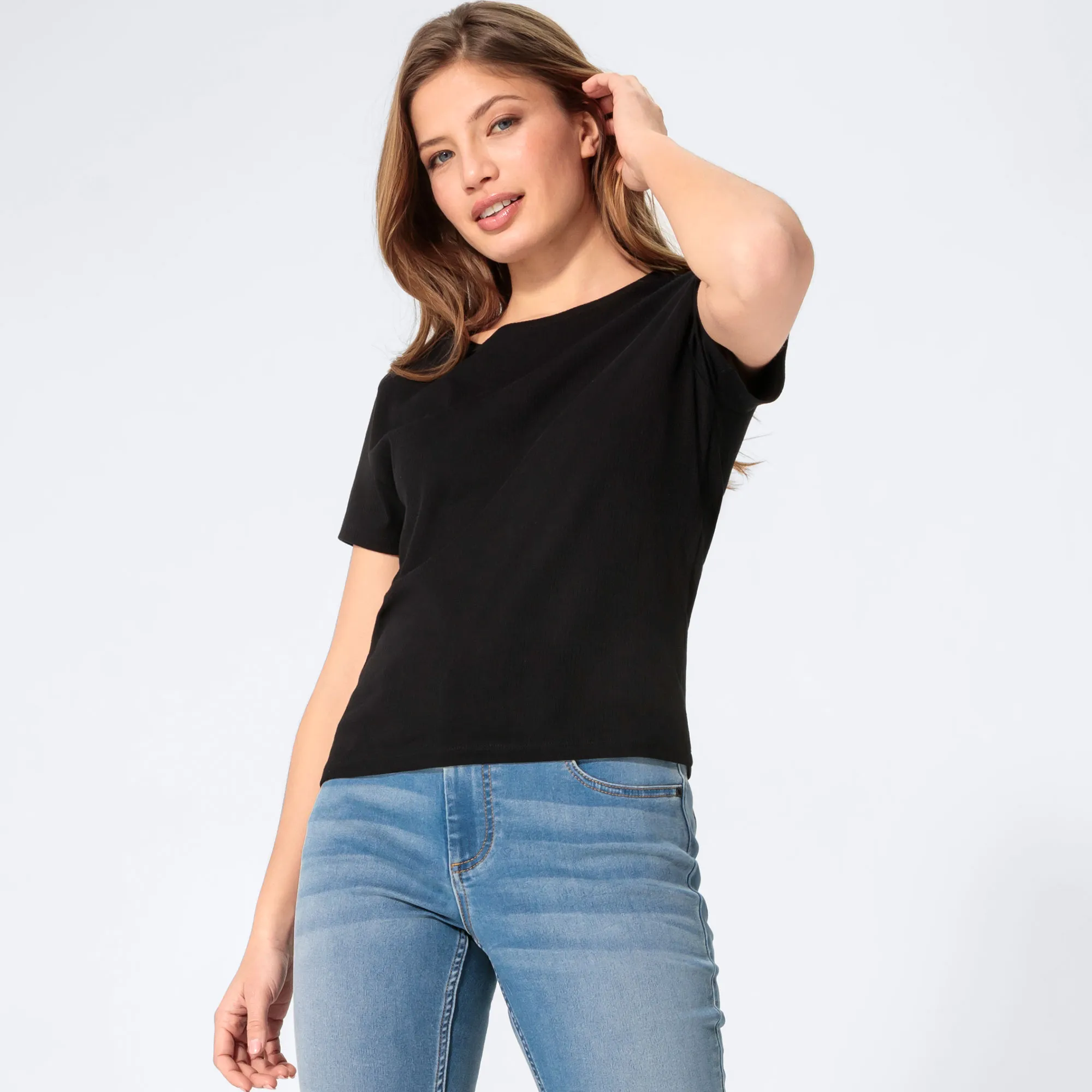 Damen-T-Shirt mit Ripp-Struktur