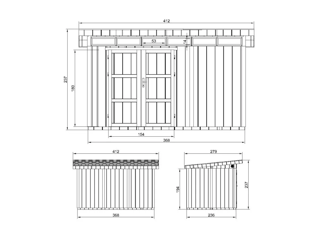 Abri de Jardin Qualité Premium 9m² / L412xL279xH237 cm - Timbela M904A-REDWOOD RED