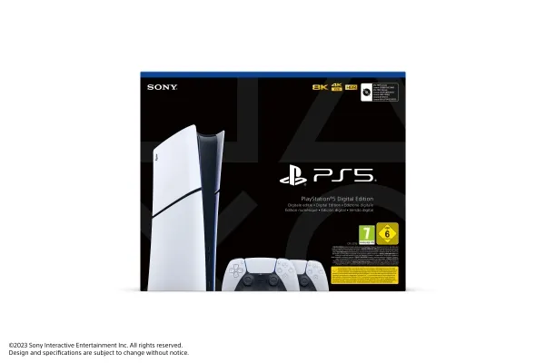 Sony Playstation 5 Slim, PlayStation 5, Sort, Hvid, 16384 MB, GDDR6, 448 GB/sek., AMD - Digital