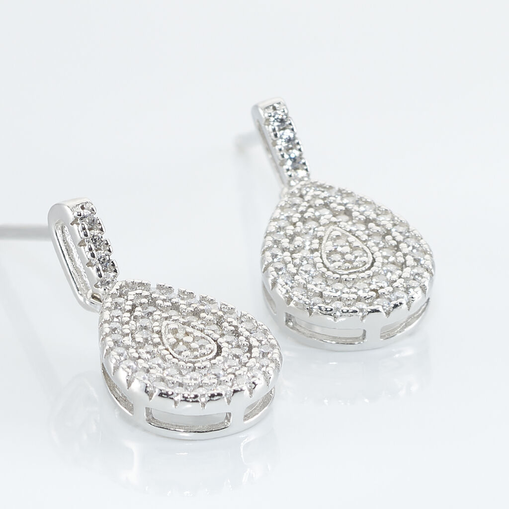 Boucles D'oreilles Pendantes Lysa Argent Blanc Oxyde De Zirconium