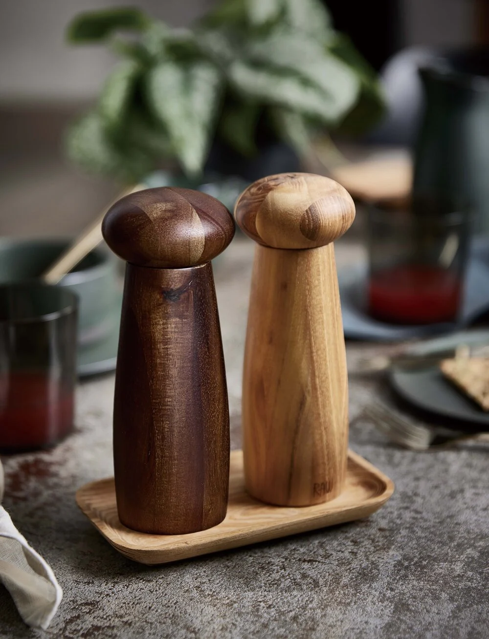 RAW  RAW kværnesæt, teak/acacie - 3 dele.