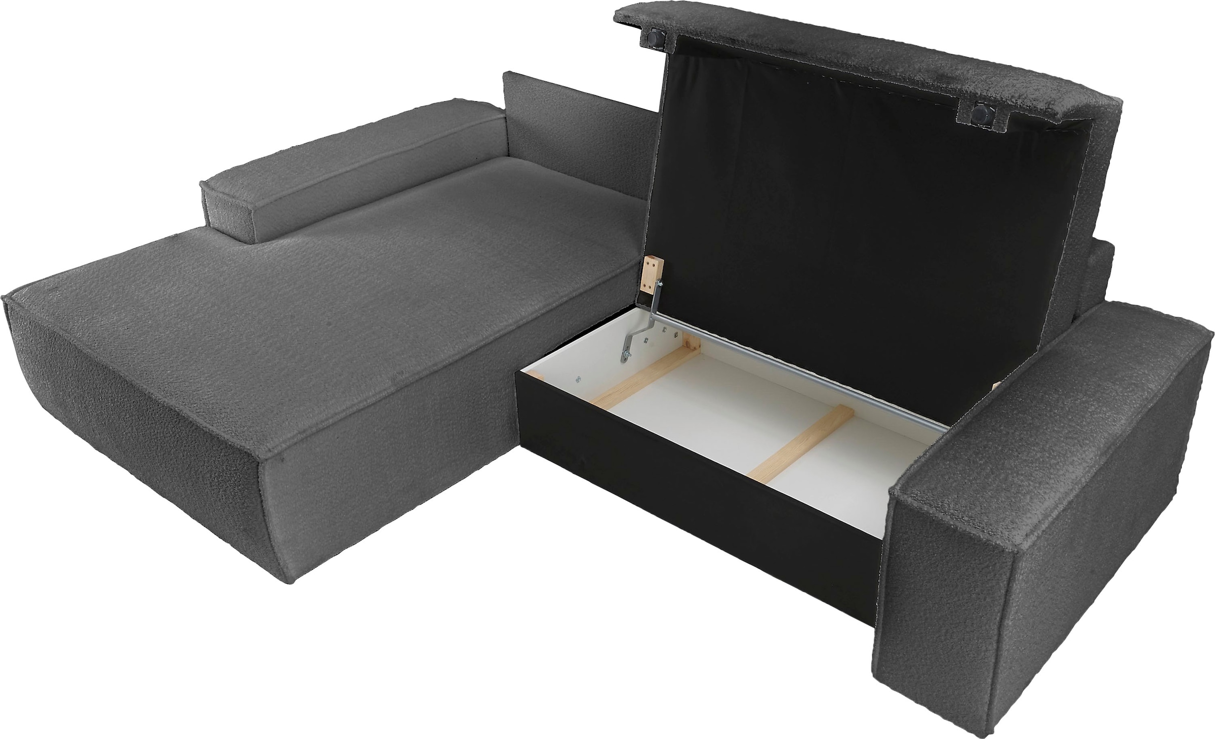 GOODproduct Ecksofa »FINNLEY Schlafsofa 267 cm, L-Form mit Schlaffunktion & Bettkasten« verfügbar in den Stoffqualitäten Bouclé, Struktur fein und Mega Cord