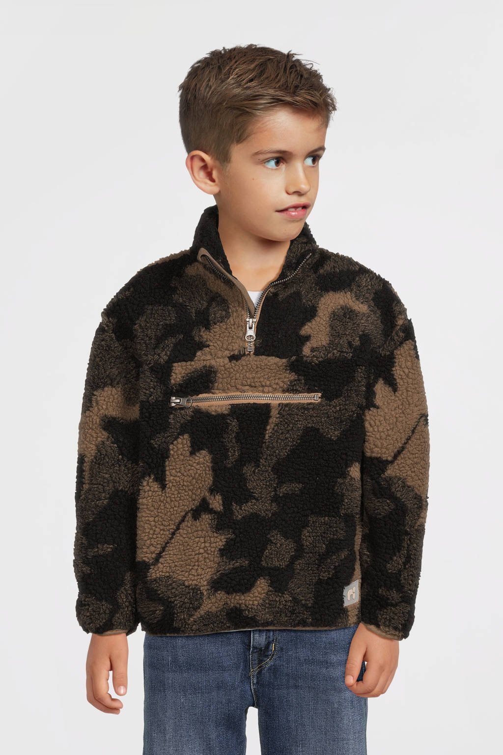 NAME IT sweater NKMOGULE RLX met camouflageprint groen/bruin