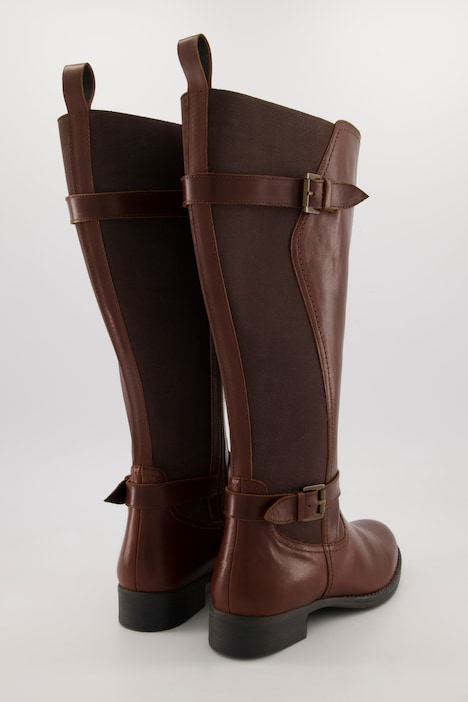 Lederstiefel, 3XL-Schaft, Elastikeinsatz, Weite H