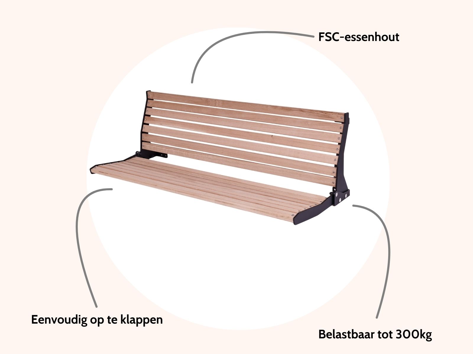MaximaVida opklapbare gevelbank Jordaan met rugleuning 100 cm