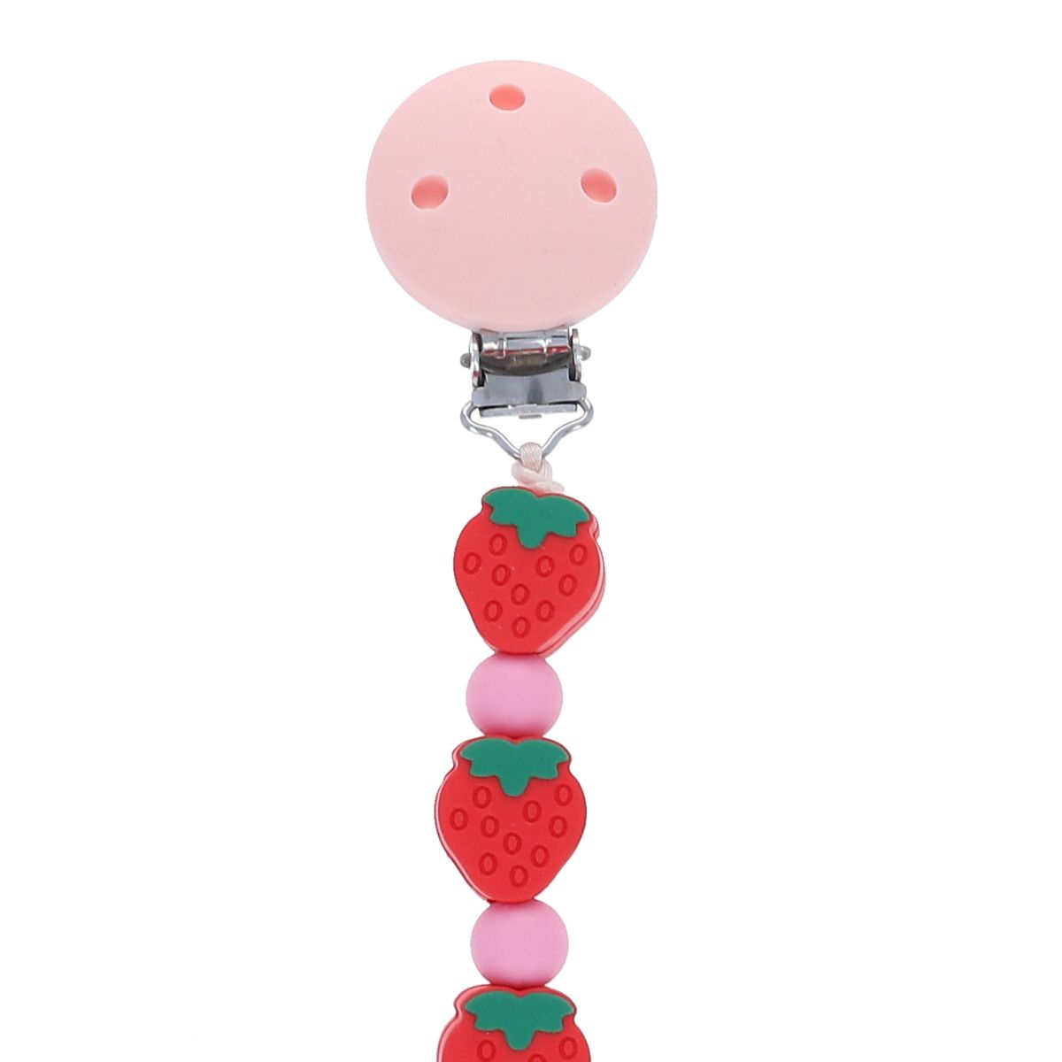 Attache tétine fraise silicone Amande
