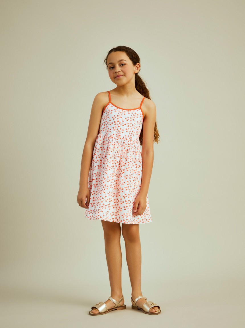 Vestido de alças com bordado de flores