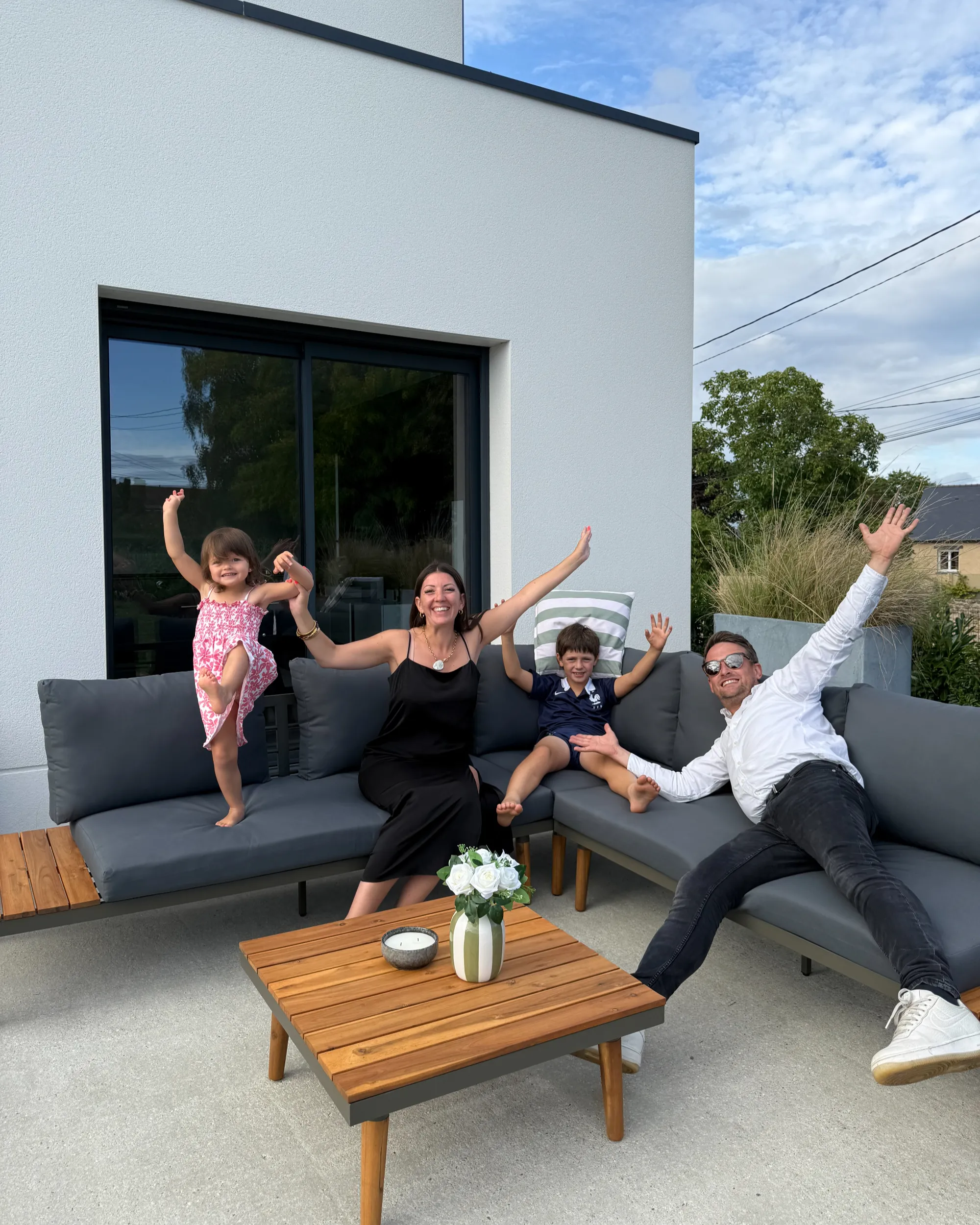 Tuin hoekloungeset met tafel 5-zits CORATO Acaciahout Grijs