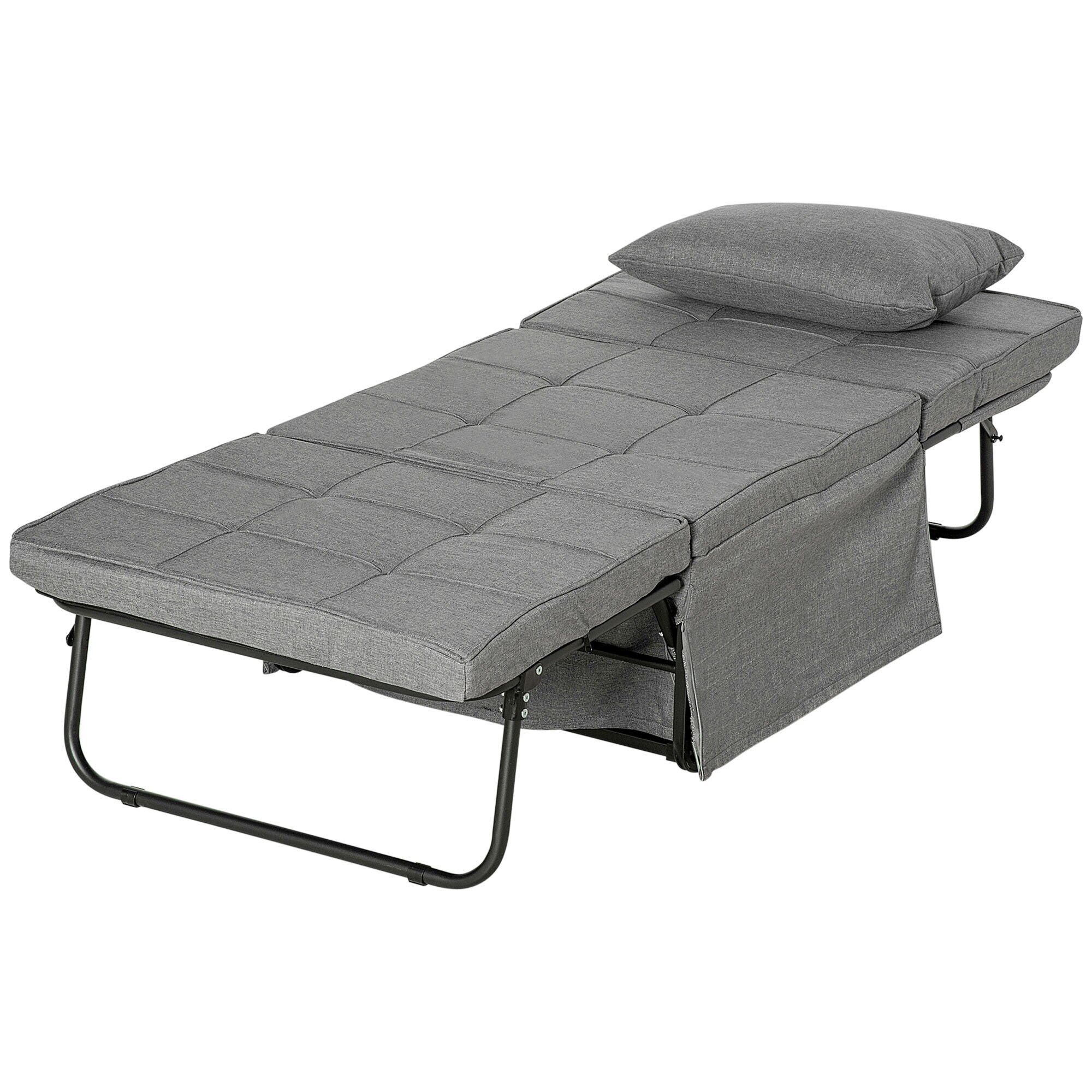 HOMCOM Klappbett mit Matratze grau 188L x 75B x 38H cm