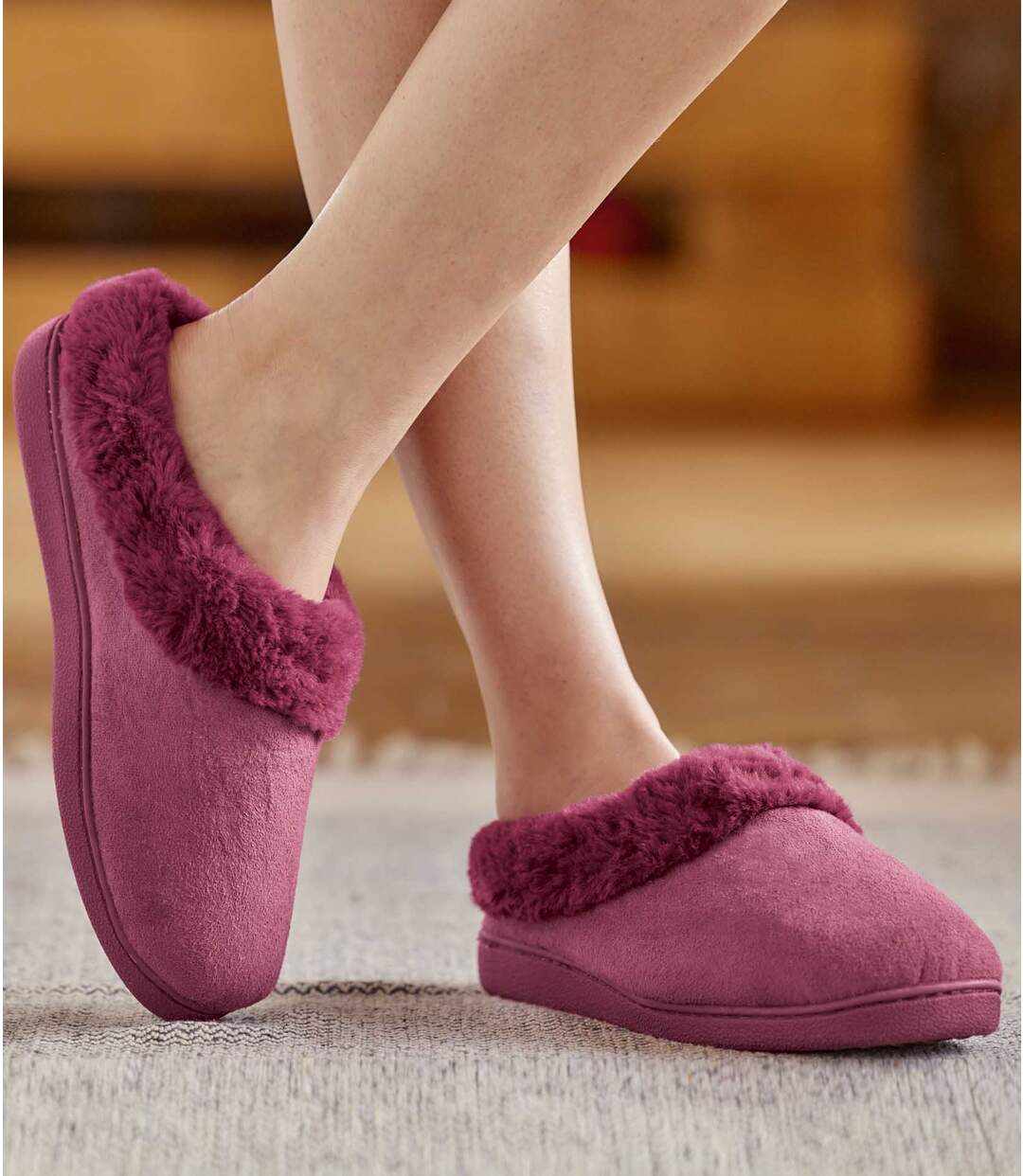 Chaussons Suédine et Fausse Fourrure