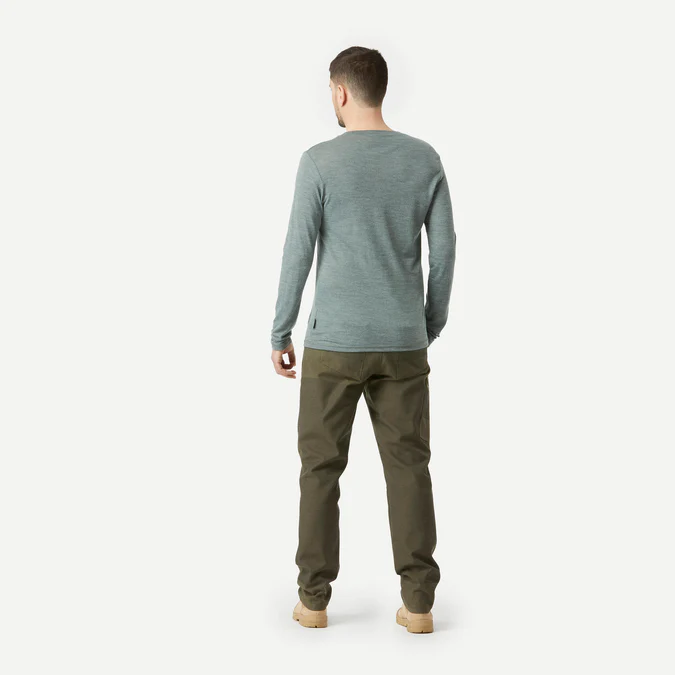 Decathlon Forclaz - Camisa de manga comprida Forclaz Travel masculina em lã merino 500