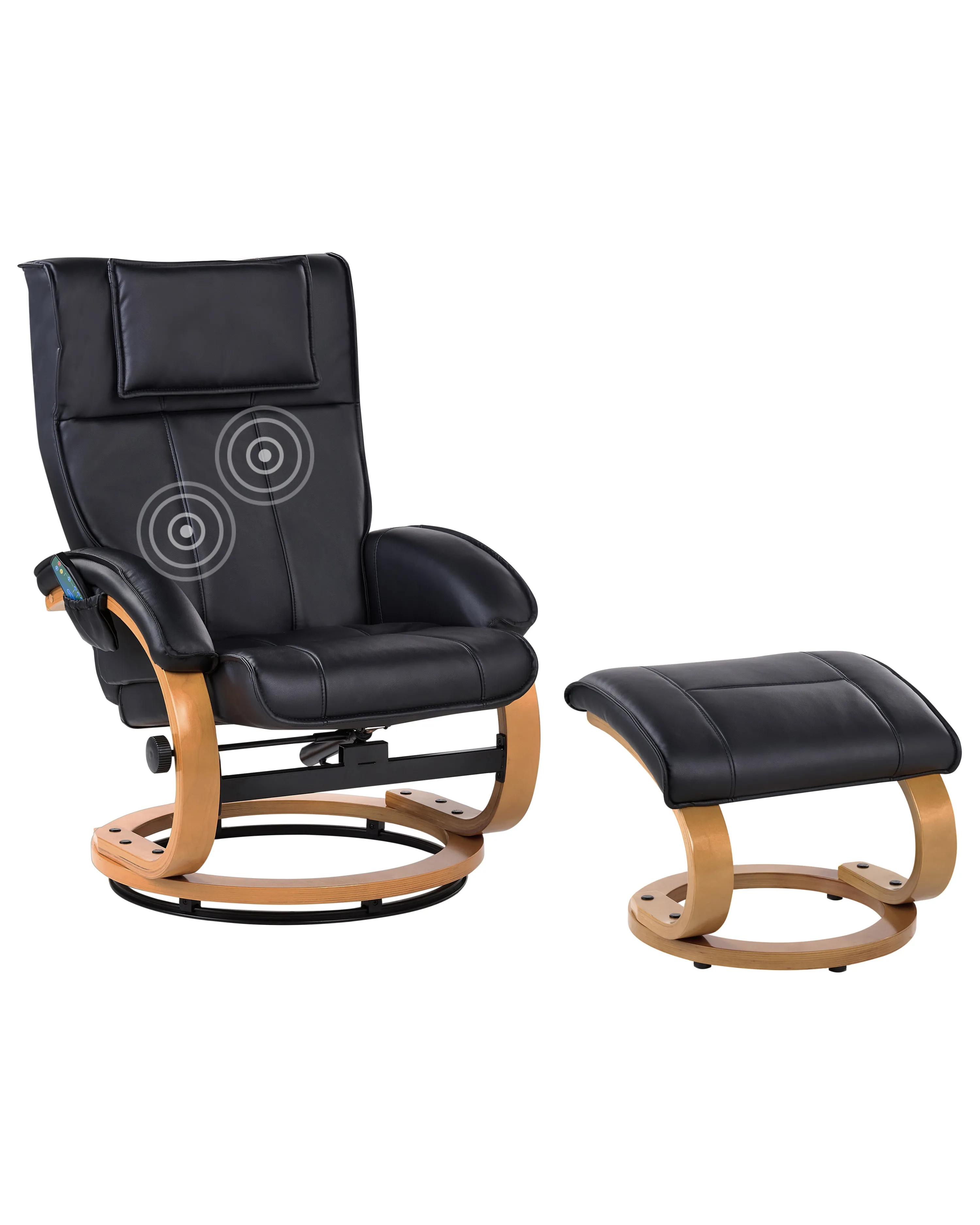 Massagestoel MAJESTIC met voetenbank Kunstleer Zwart