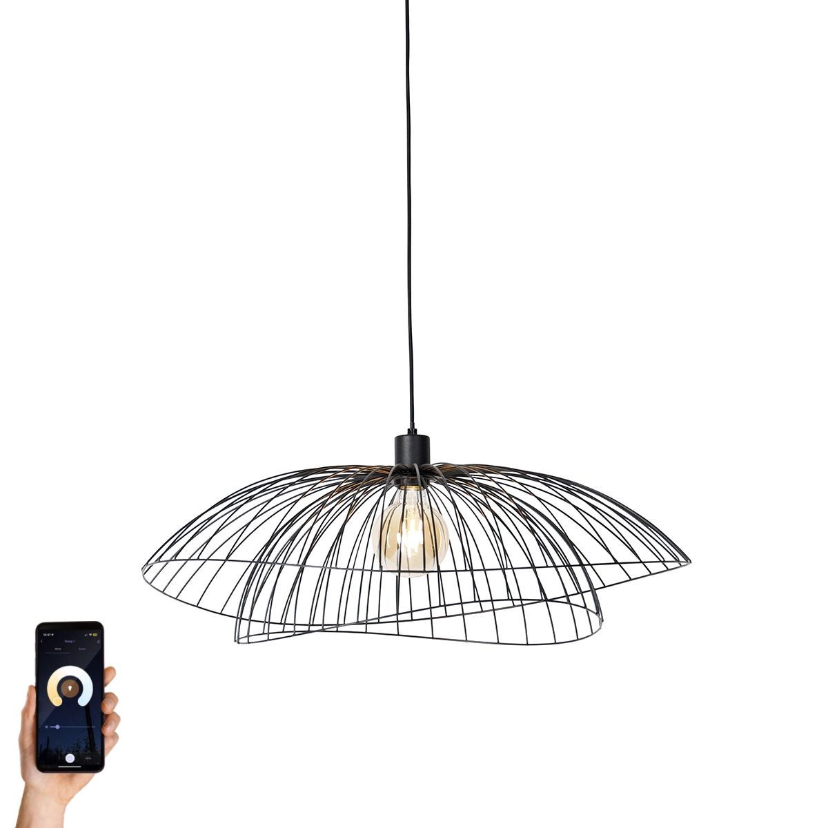 Smart hanglamp zwart 66 cm incl. Wifi G95 - Pua