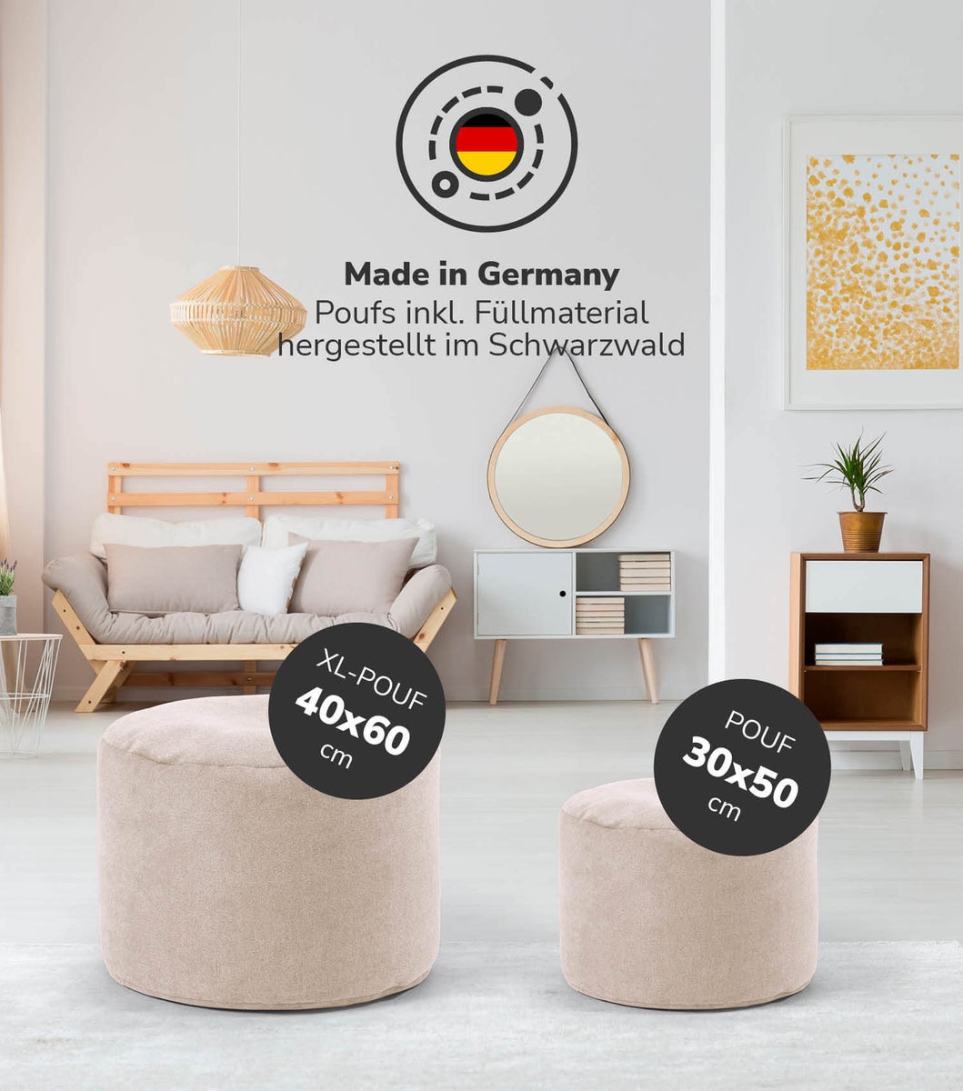 mokebo Mini poef of kruk 'The Relaxing Pouf', bijzettafel, zitkruk of voetenbankje in beige