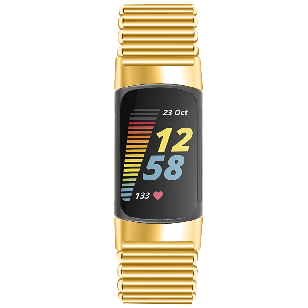 Fitbit Charge 6 / 5 Edelstahl Armband mit Butterfly Verschluss (Gelenkumfang: 165-250mm) - Gold