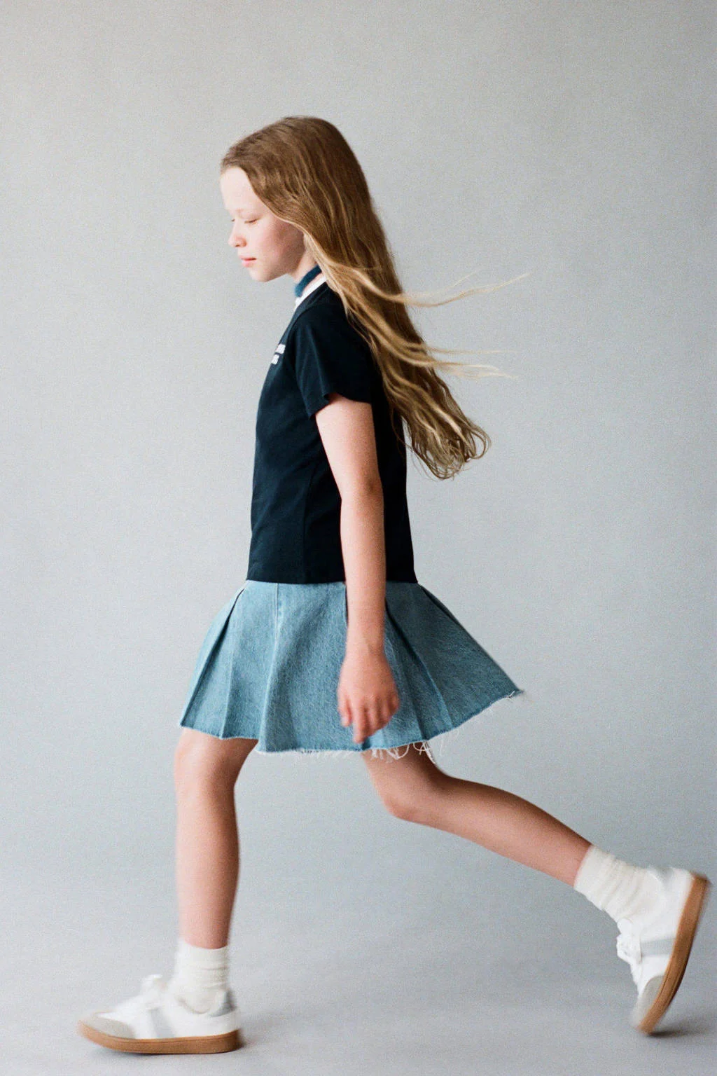 Mango Kids denim spijkerrok light blue denim