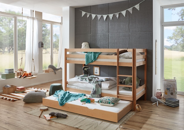 Etagenbett Lars 95,5x140x205,5 cm Buche massiv