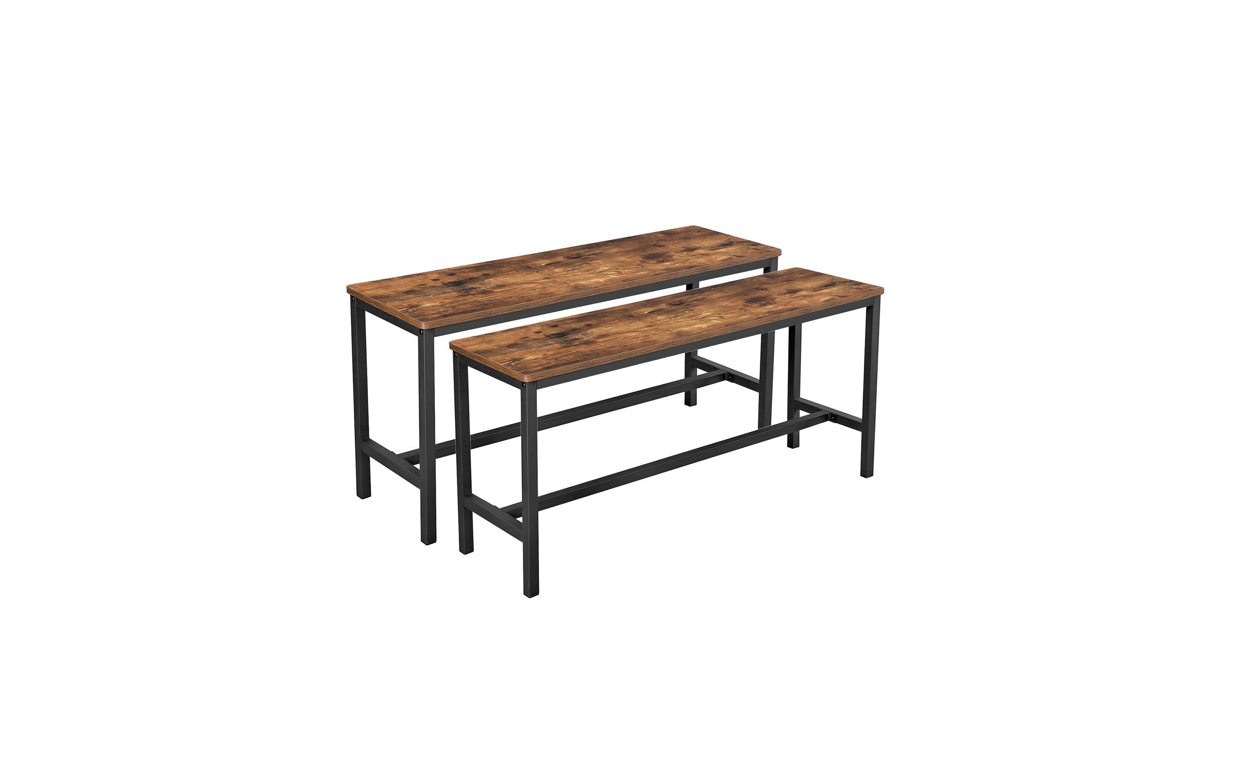 Sitzbank 108 x 50 cm, Vintagebraun-Schwarz, 2er Set<br>Sitzbänke im Industrielook