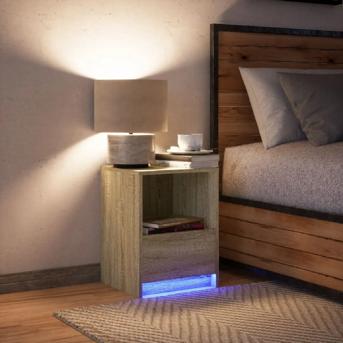 VIDAXL Armoire de Chevet avec LED