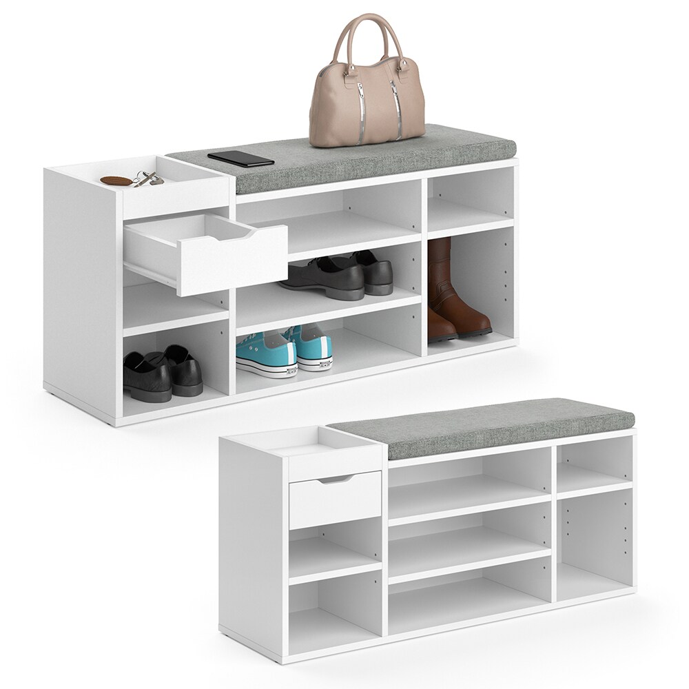 Vicco Schuhbank Schuhschrank Schuhregal Eleon Sitzbank mit Sitzkissen 7 Fächer