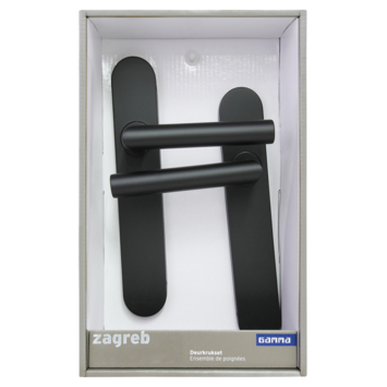 Gamma deurkruk set Zagreb ovaal blind schild zwart RVS