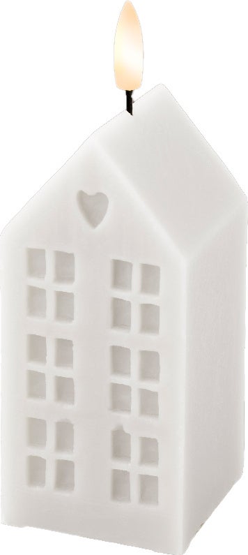Lumineo LED stompkaars huis Talo wit 6 x 6 x 14,8 cm