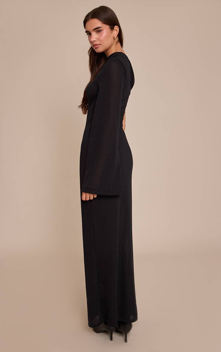 Noir Robe Maxi Asymétrique En Jersey Texturé