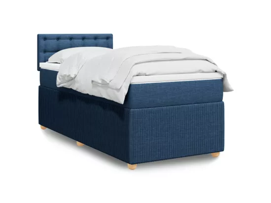 Sommier à lattes de lit avec matelas Bleu 90x190 cm Tissu