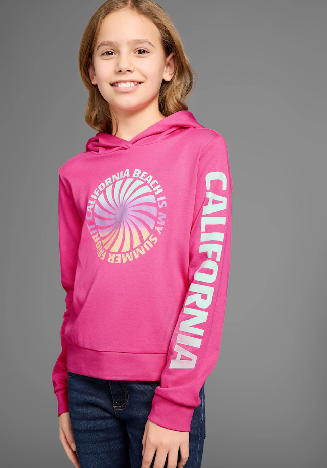 KIDSWORLD Kapuzenshirt », Langarmshirt mit Ärmelprint«, Langarm,  gerade Passform,  mit coolem Aufdruck