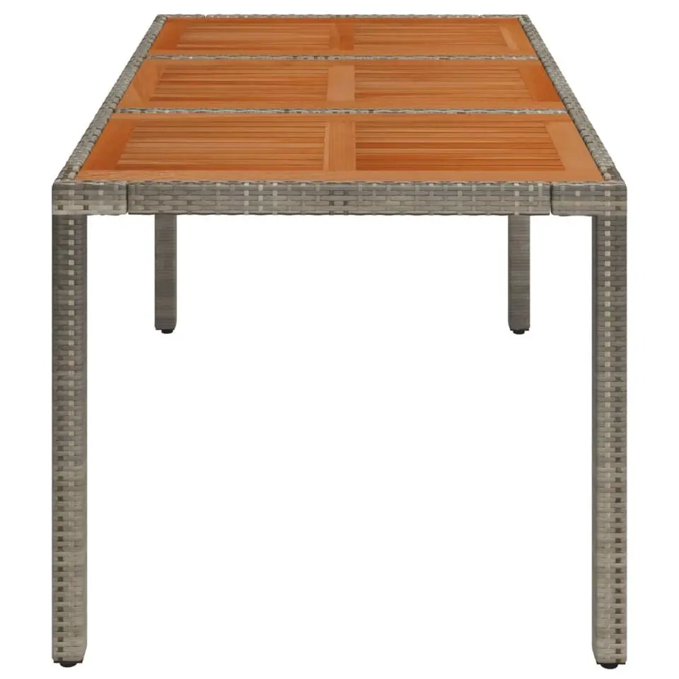 vidaXL - Tuintafel Met Houten Blad - Grijs - Poly rattan - 150 x 90 x 75 cm