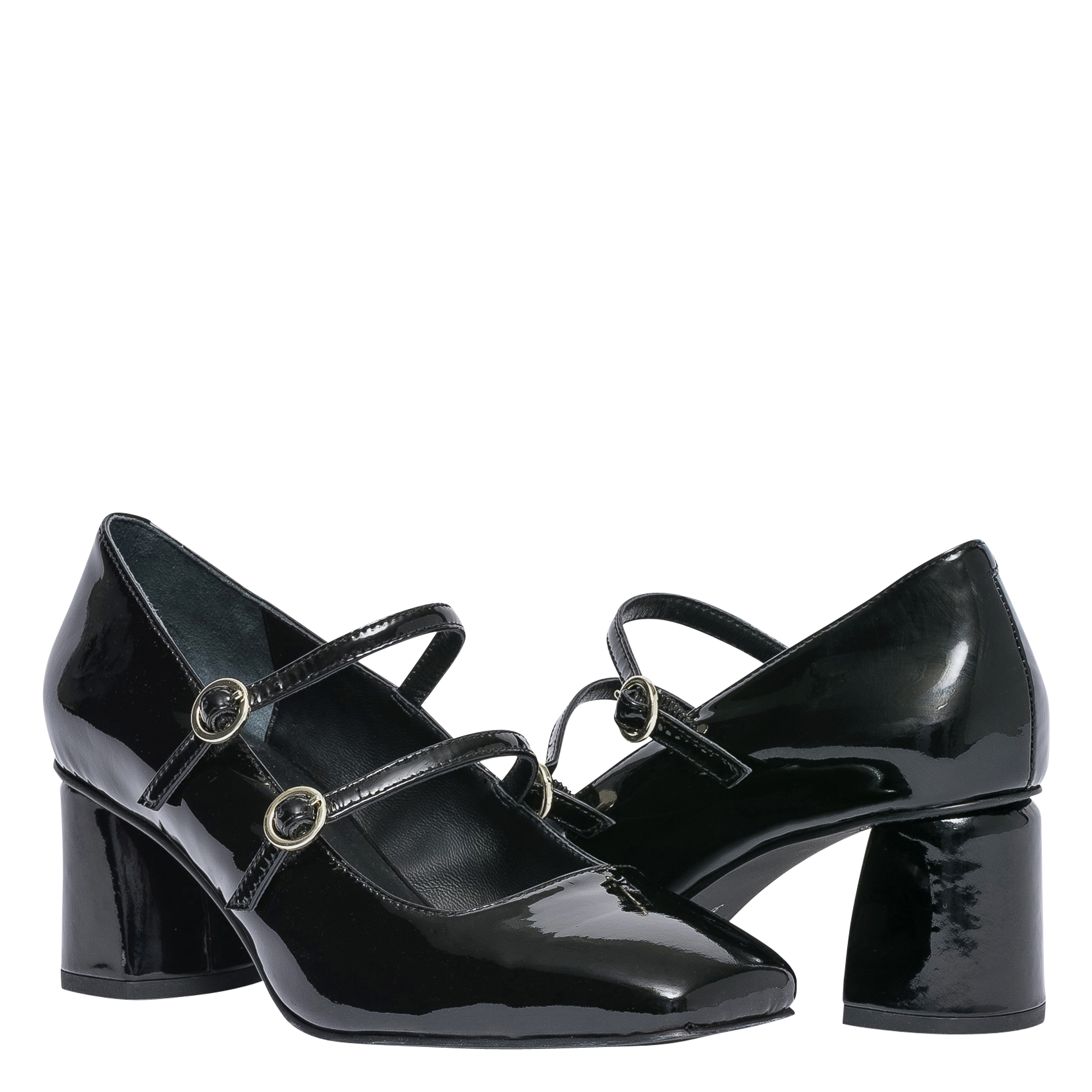 IRISSA - Escarpin en cuir verni avec brides | Noir