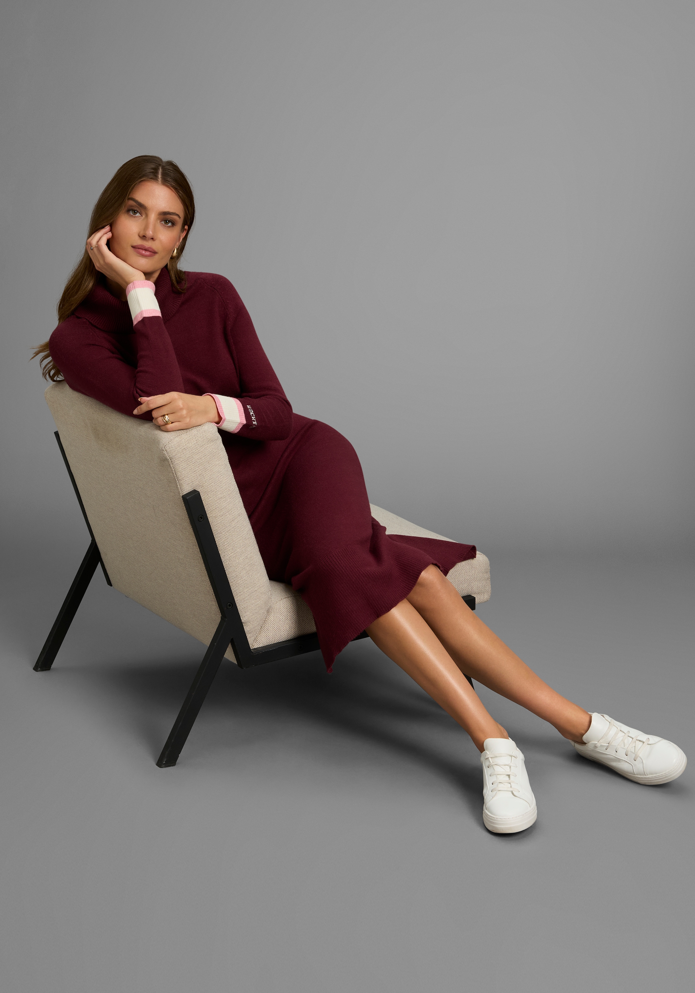 HECHTER PARIS Strickkleid Ohne Tasche mit Kontraststreifen