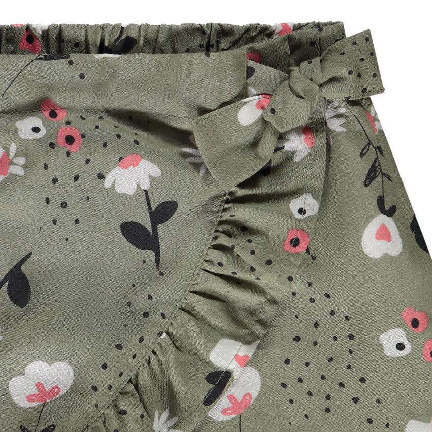 Jupe short en lyocell effet nouée avec imprimé floral pour fille - Vert