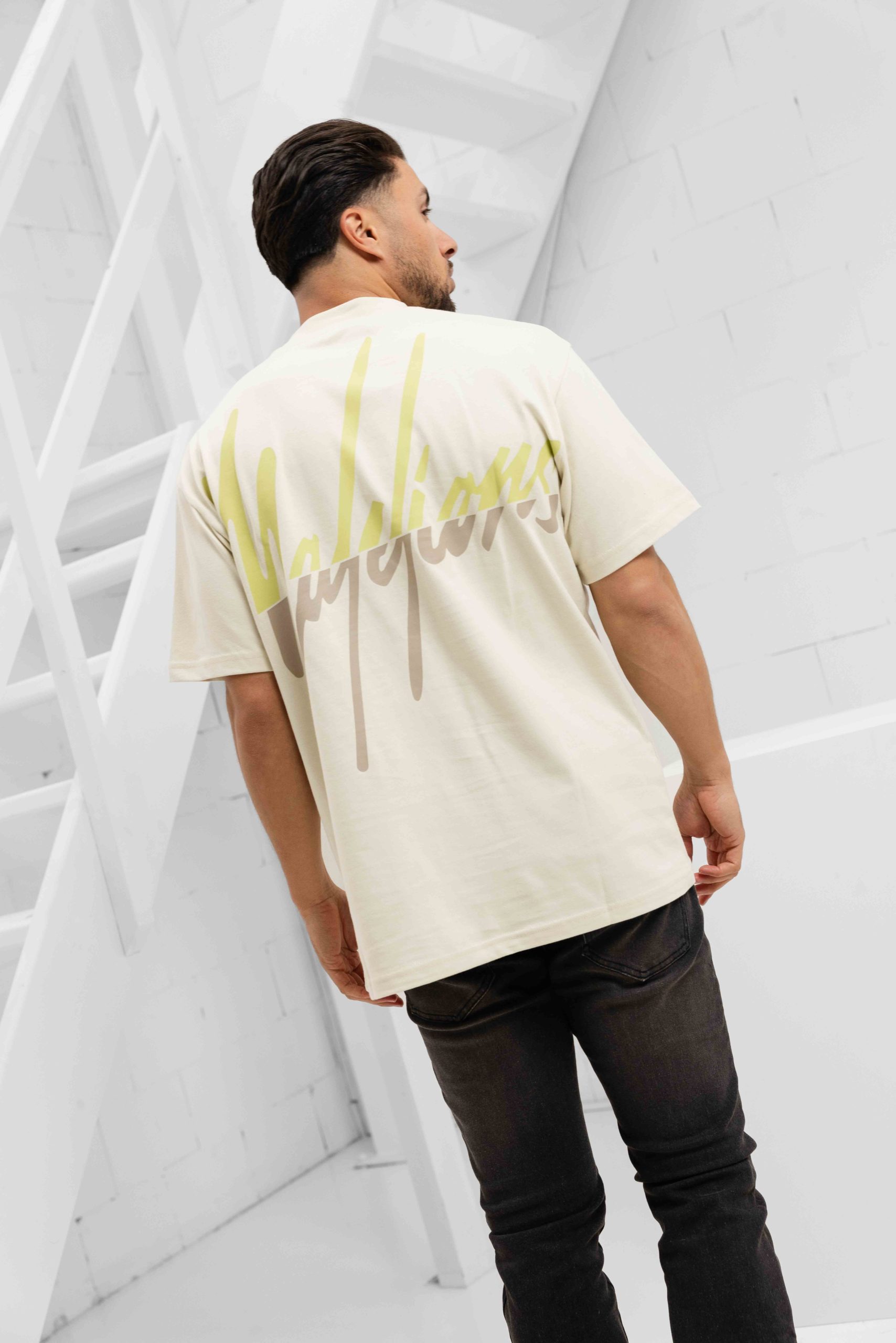 Malelions Split T-Shirt Heren Beige