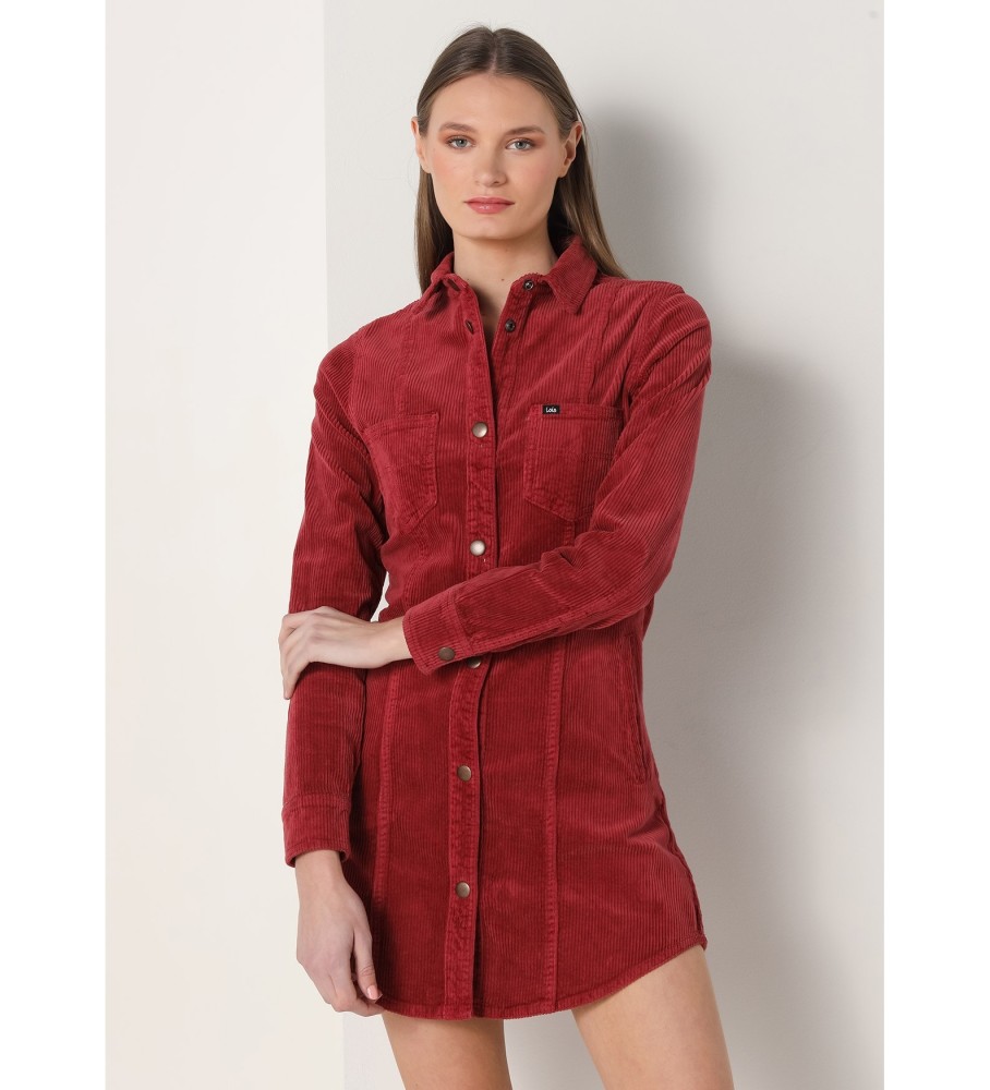 Vestido curto de veludo cotelê grosso Lois