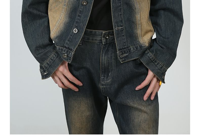 pinkdropper - Gewassen denim jasje met kraag en knopen