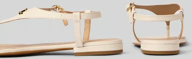 LAUREN RALPH LAUREN Dames Everley 2 Flat Sandal Maat: 38 Materiaal: Textiel Kleur: Wit