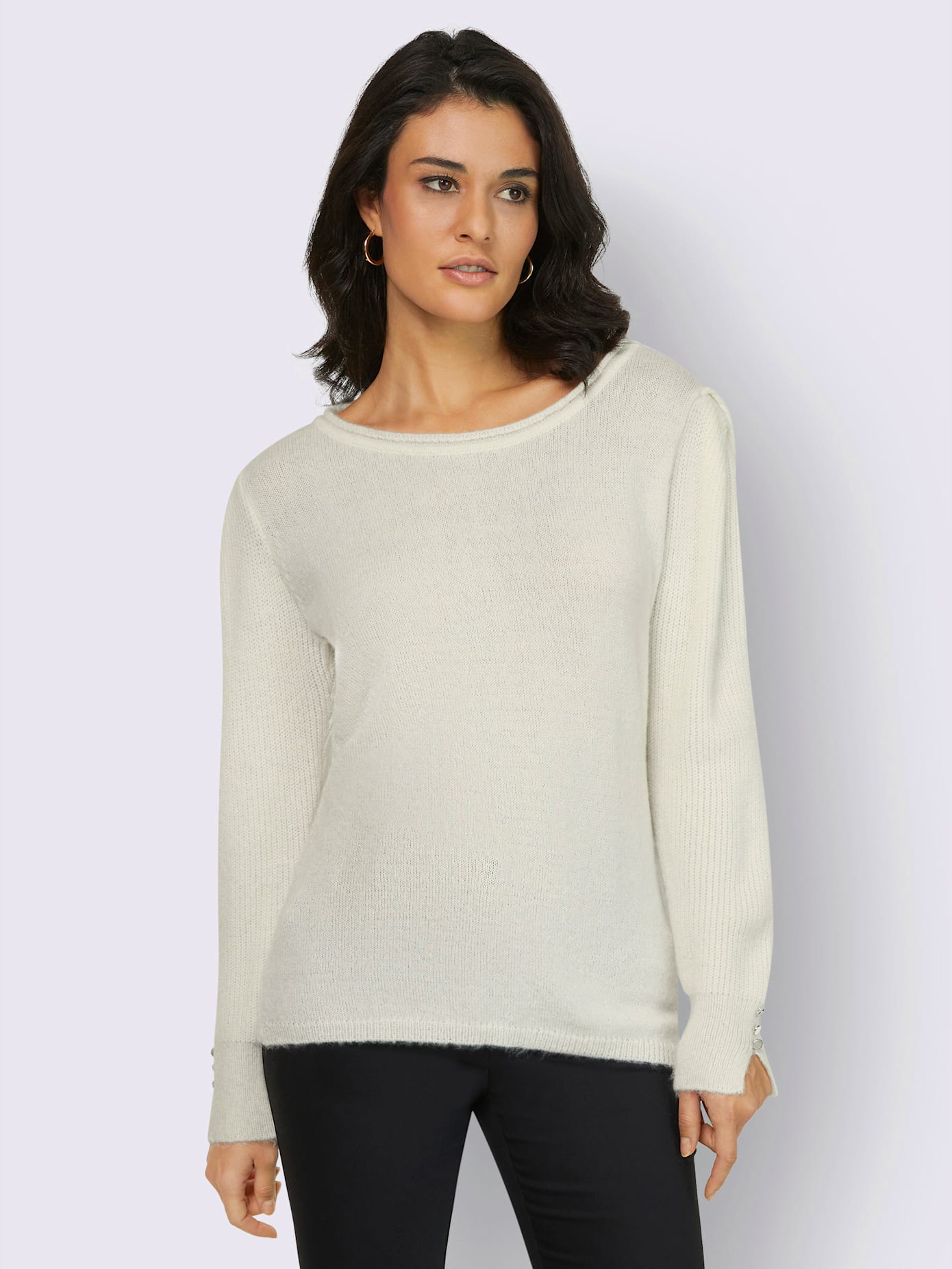 Pull encolure ronde épaules plissées