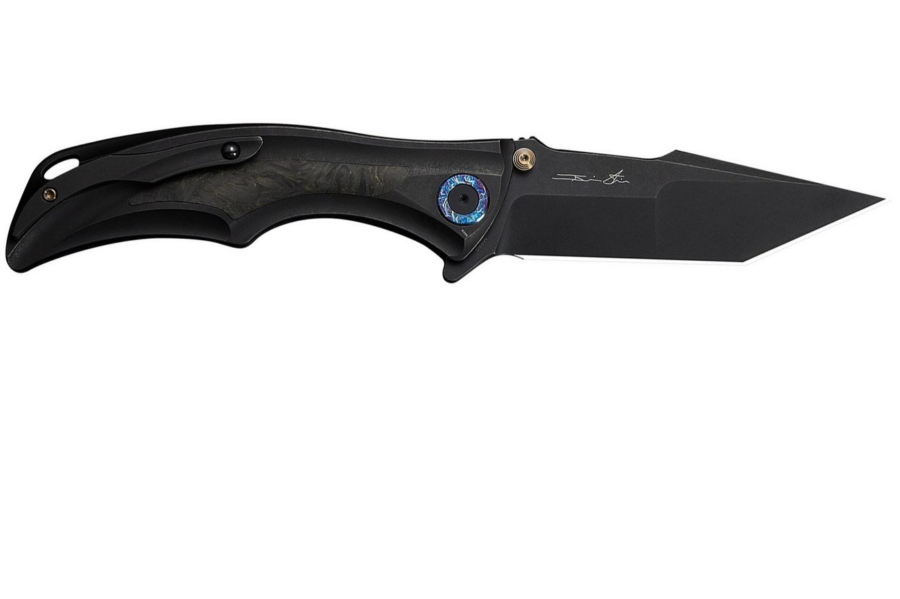 WE Knife Tighe Down WE24054B-1 Blackwashed Böhler M390, Integral Black Titanium Black Yellow CF Inlay, zakmes, Brian Tighe design