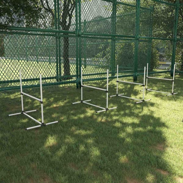 Agility Hekksett Slalåmbarer Hundetreningssett 4 X Hekk, Plast, Hvit, 99X65X94Cm