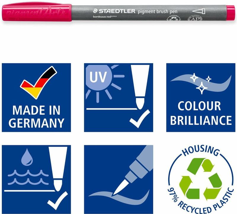 STAEDTLER 371 C6-5 Penseelpen - Multi Ink - 6 Penseelpennen in Kartonnen Etui