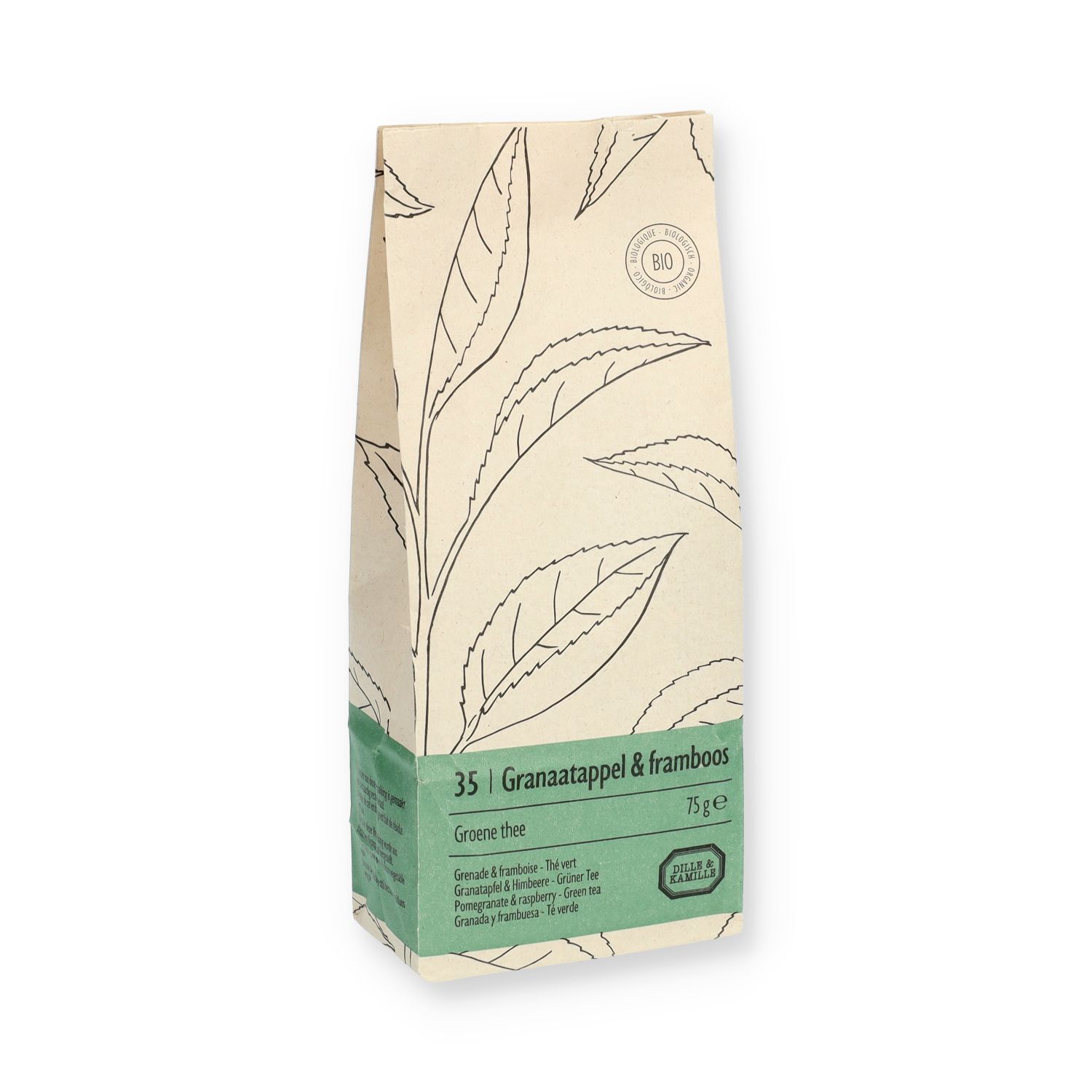 Granaatappel & framboos, biologisch, groene thee, zakje 75 gram