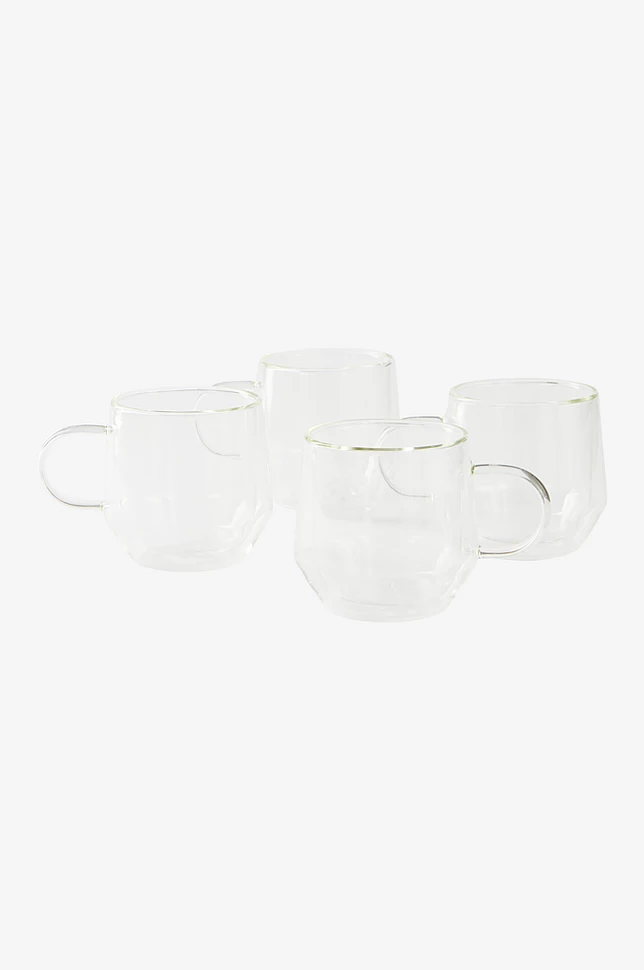 NAOMI Krus av glass dobbeltvegget 4-pakning