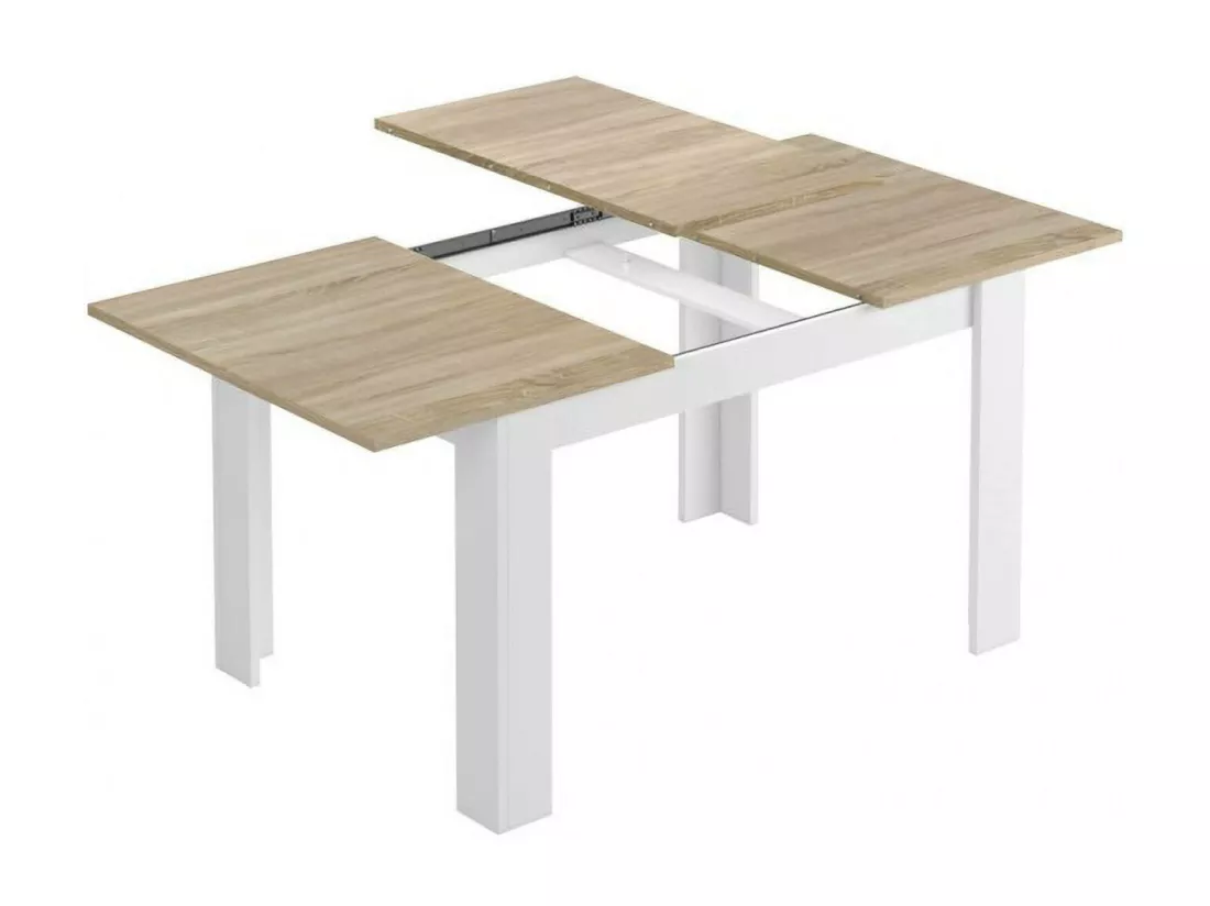 Table extensible Dalice, Console extensible pour salle à manger, Table de cuisine ouvrant avec rallonge, 140/190x90h78 cm, Chêne et Blanc