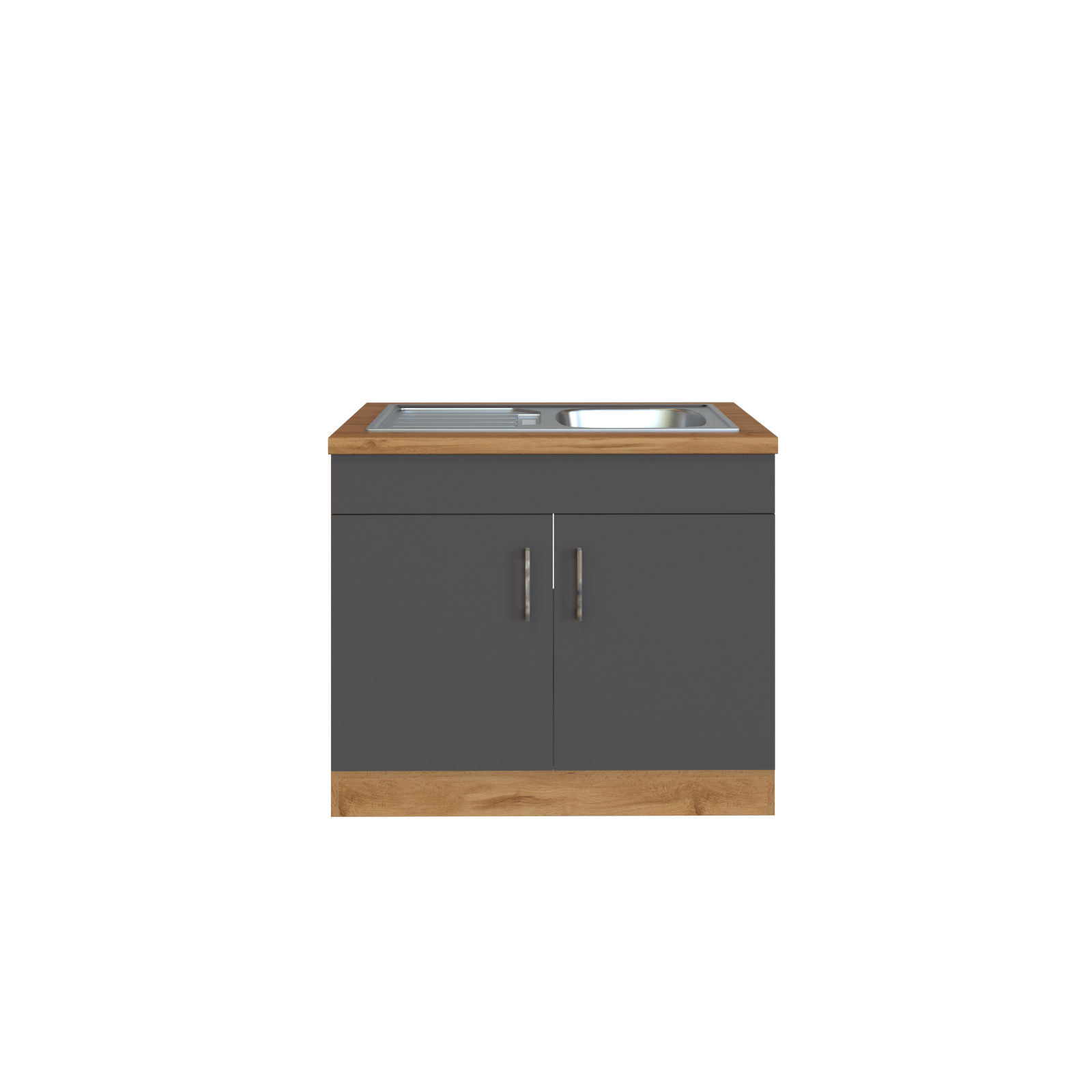 Spülenunterschrank SORRENTO - anthrazit - Wotan Eiche - 100 cm breit